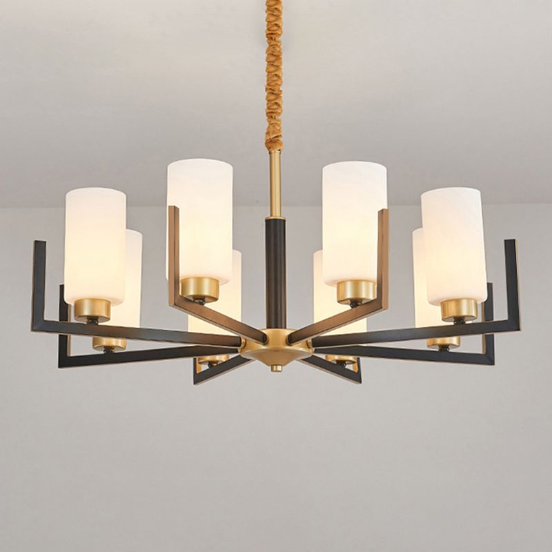 Modern Cylinder Chandelier Glass Multi Light Hanging Light for Bedroom