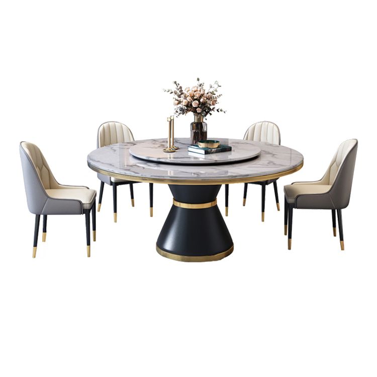 Metal Modern Style Round Dining Table Sintered Stone Table for Home Kitchen