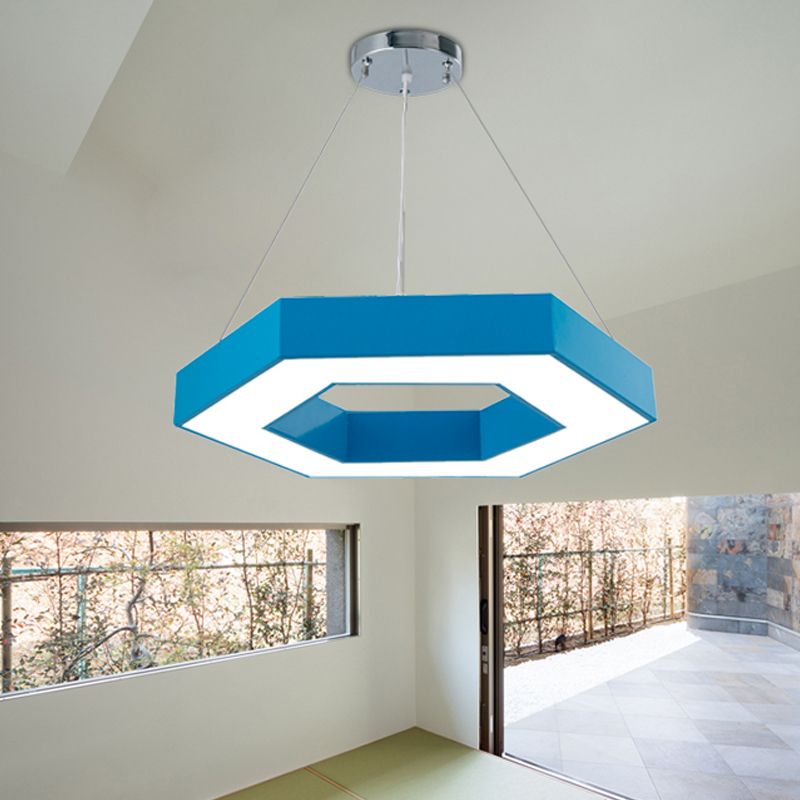 Green/Blue/Red Honeycomb Pendant Lighting Contemporary Led Metal Ceiling Lamp in White/Warm/Natural Light