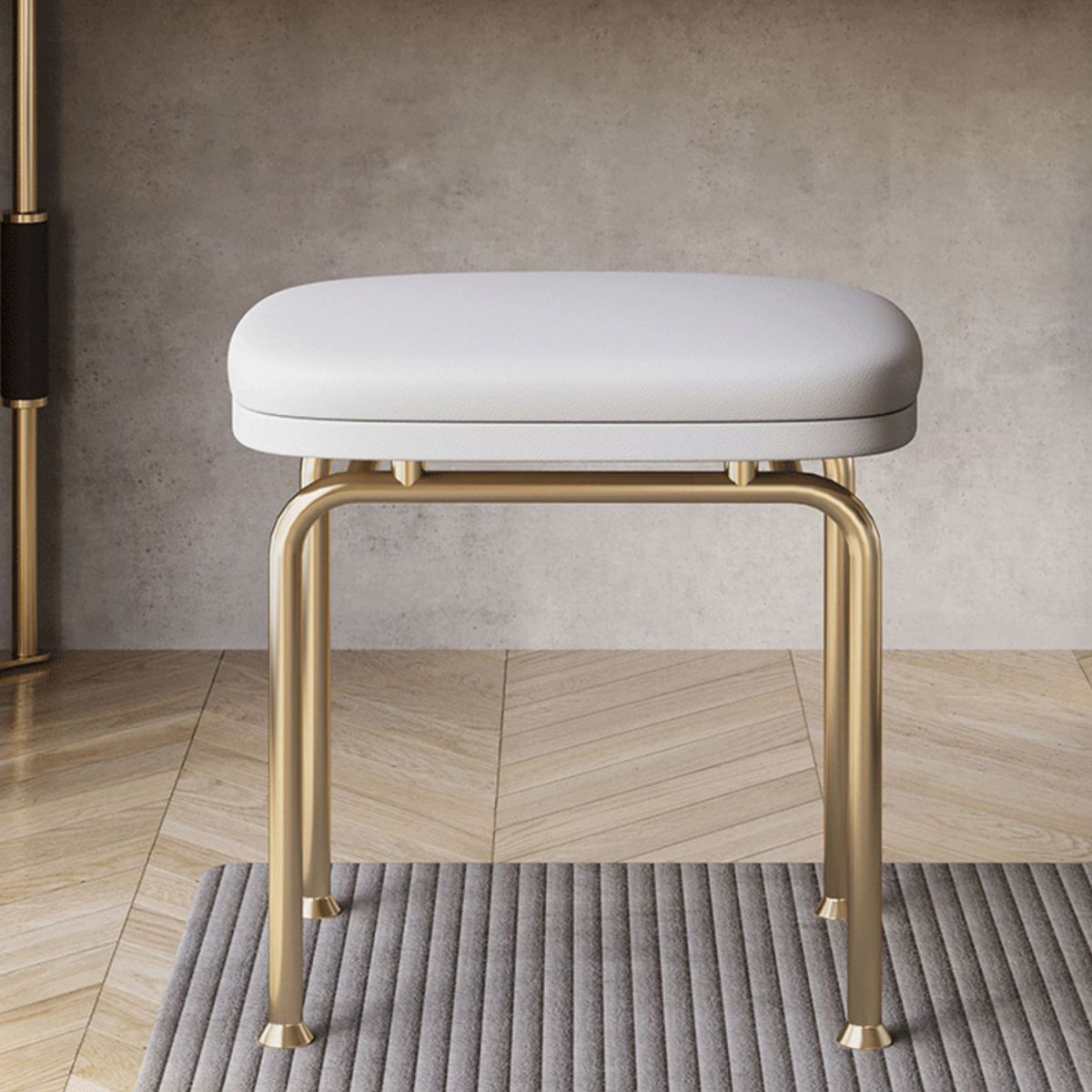 2-piece Vanity Table Set with Padded Stool Stone Top Make-up Vanity