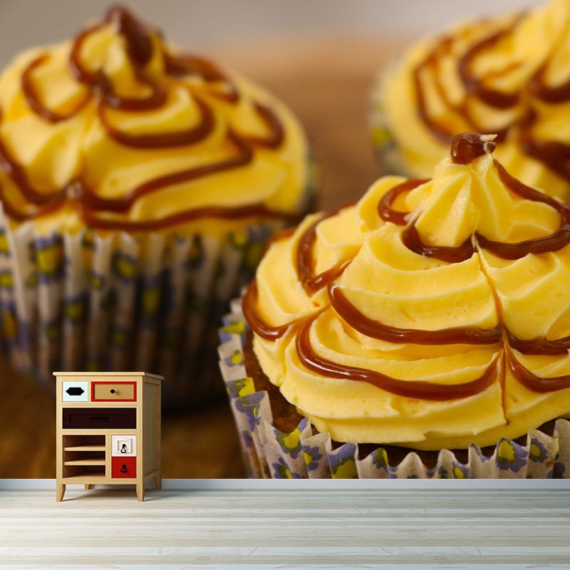 Small Desserts Wall Paper Murals Contemporary Style for Cake Shop, Water Resistant