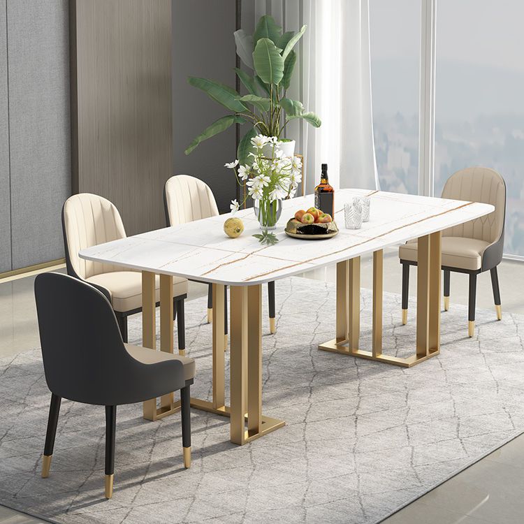 Glam 1/2/4/5/6 Pieces Dining Set Rectangle Stone Dining Table for Dining Room