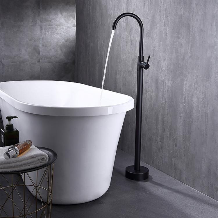 Modern Floor Mounted High Arc Freestanding Tub Filler Metal Freestanding Tub Filler Trim