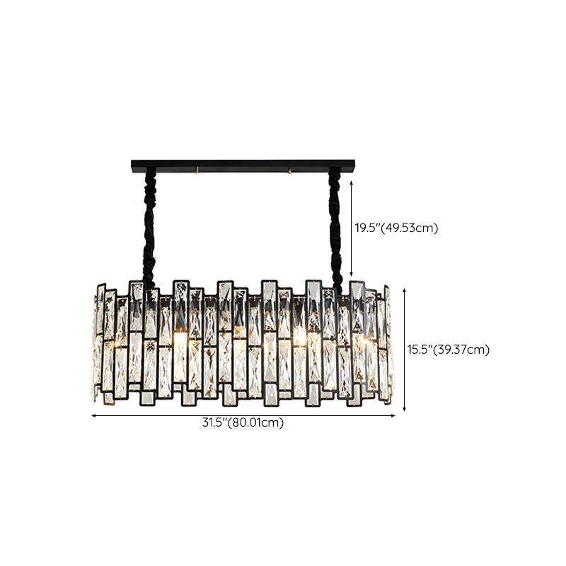 Contemporary Metal Pendant Light with Crystal Shade for Living Room