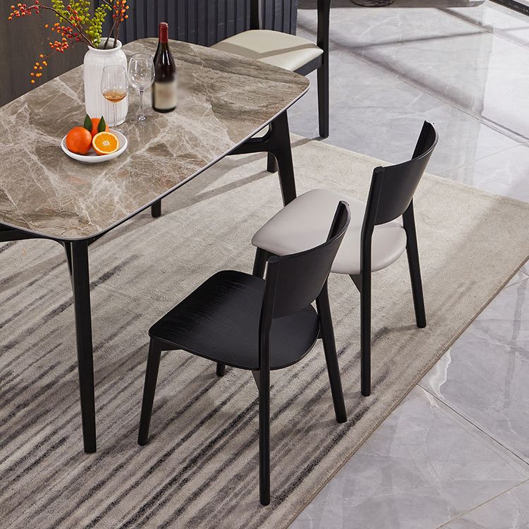Modern Style Solid Wood Side Chair Matte Finish Open Back Dining Chair