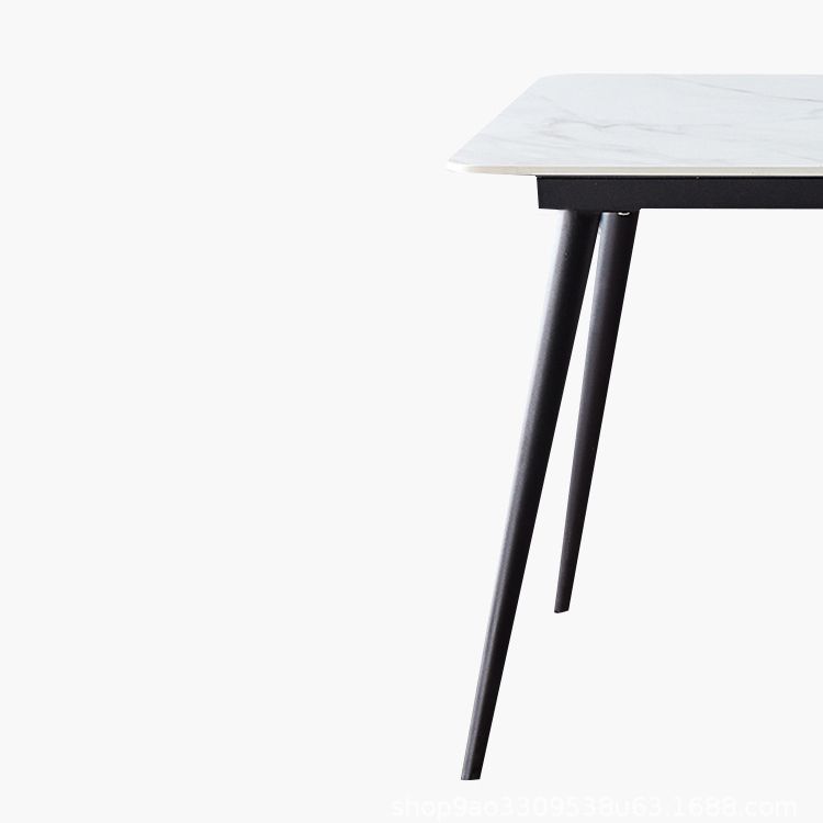 Sintered Stone Modern Style Dining Table Rectangle Table with 4 Legs for Home