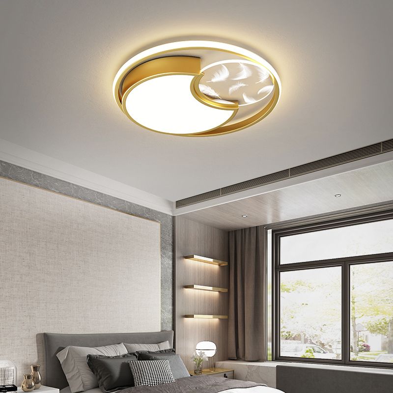 Lacquered Circular LED Ceiling Light in Modern Creative Style Feather Indoor Ceiling Fixture with Acrylic Shade