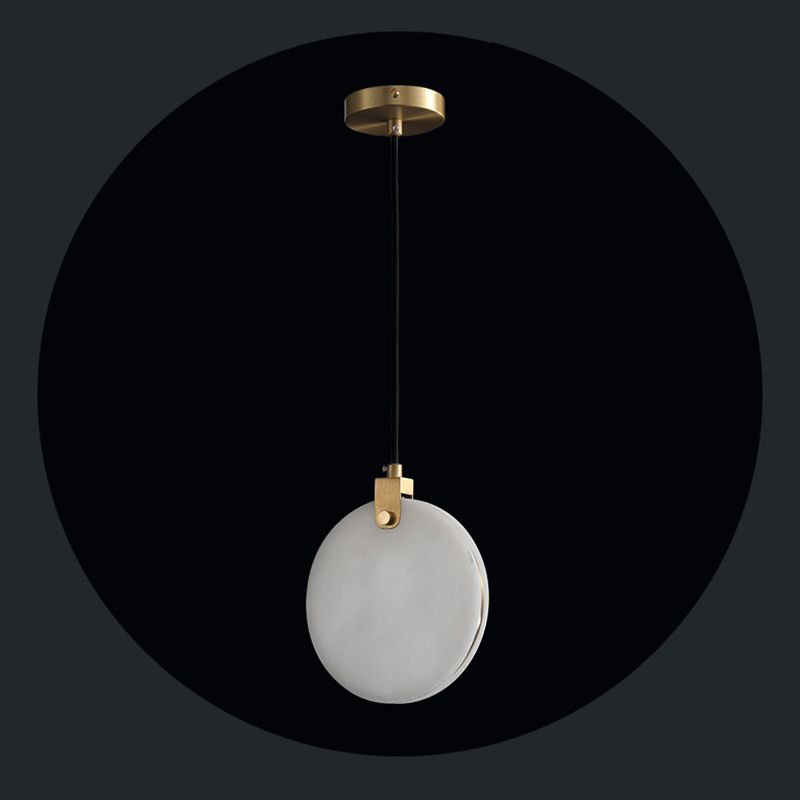 1 Light Round pendant light with Shone Shade Simplicity Hanging Light in White