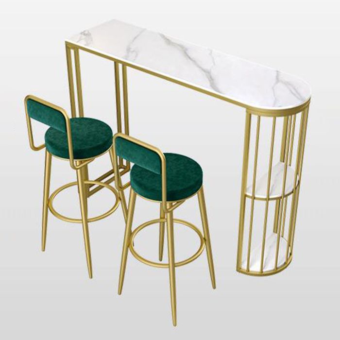 Modern 1/2/3 Pieces Bar Table Set Stone Counter Table with High Stools for Living Room