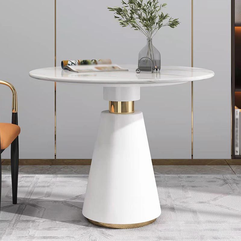 Metal Traditional Luxury Round Table for Dining Room Stone Top Table with Pedestal