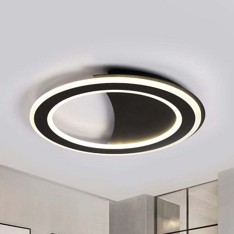 Metall-Halo-Ring-LED-Unterputzleuchte, moderne Deckenleuchte in Schwarz/Weiß mit warmem/weißem Licht/dritter Gang