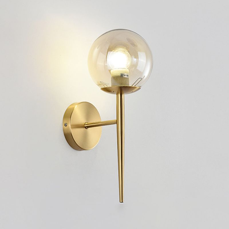 Modern Globe Sconce Light Fixture Glass 1-Light Wall Light for Living Room