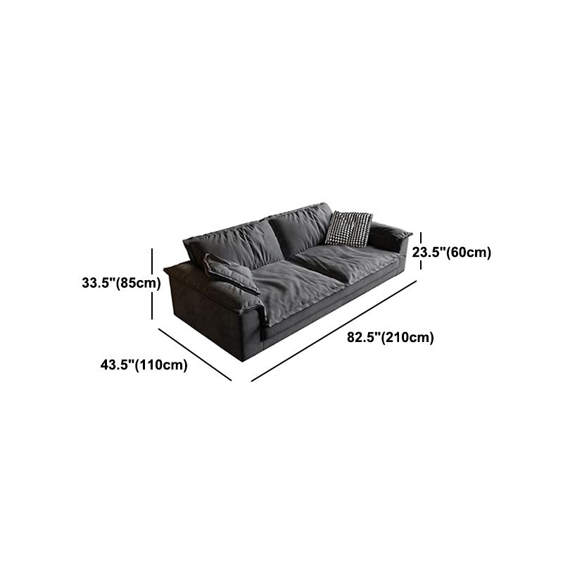 Contemporary Grey Faux Leather Sofa with Pillow Top Arm for Living Room