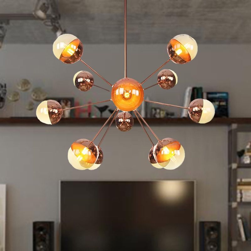 Semi-encastré Globe pour salle à manger, verre blanc/transparent/gris fumée, 9/12/15 lumières, luminaire semi-encastré contemporain en cuivre/chrome/or