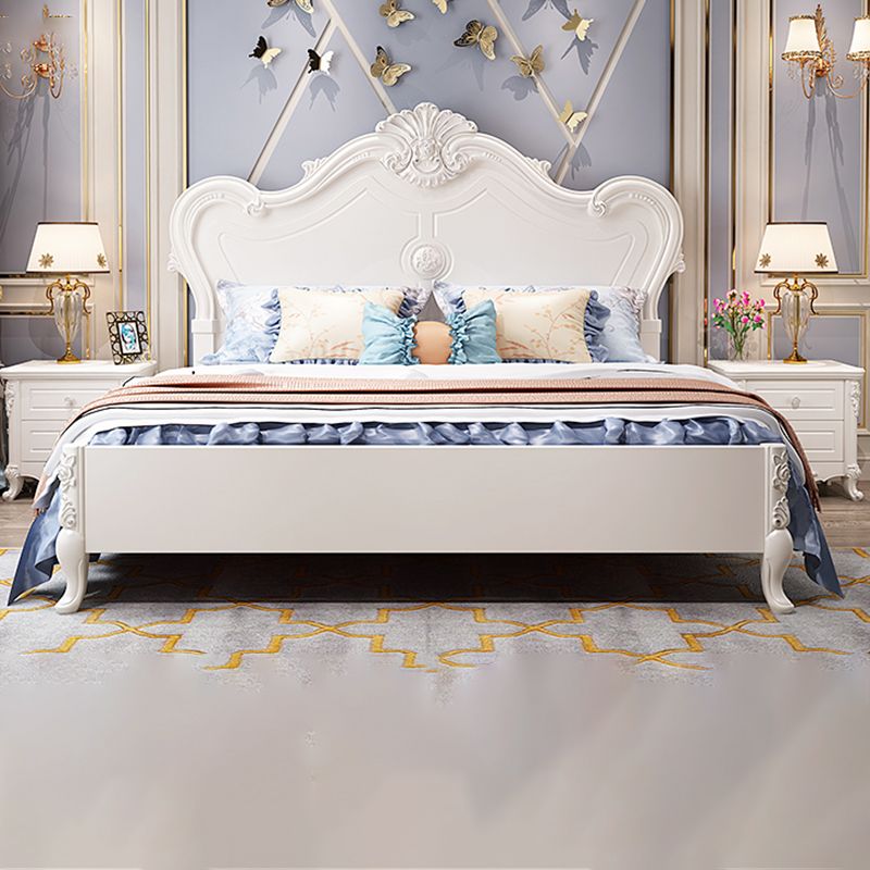 Victorian Solid Color Standard Bed Solid Wood Camelback Bed Frame