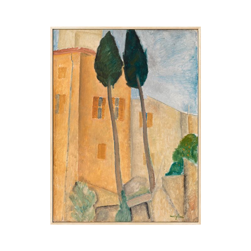 Kids Cannes Town Scenery Canvas Art Yellow Living Room Wall Decor, Textured Surface