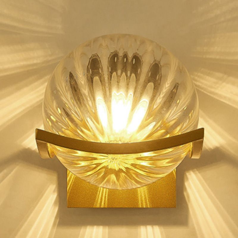 Spherical Bedroom Wall Light Sconce Glass Contemporary Style Sconce Light Fixture