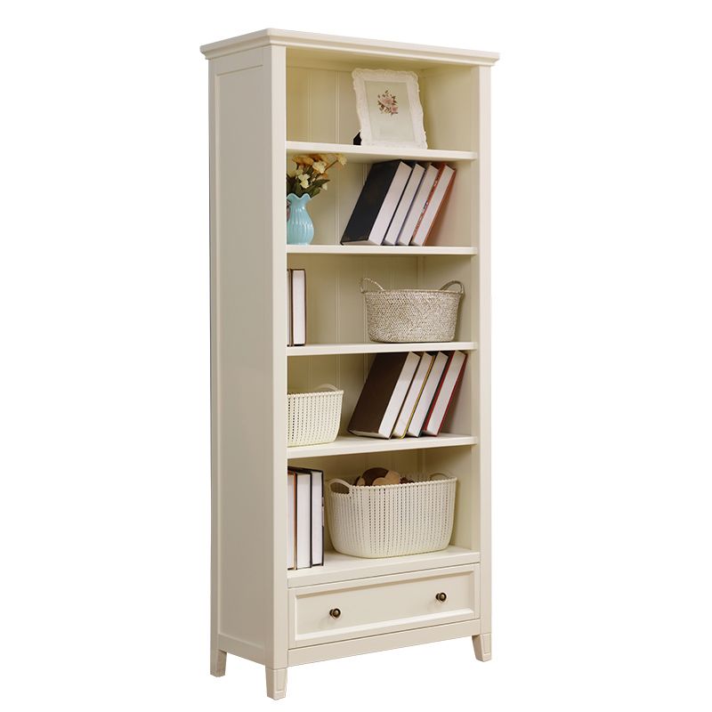Modern Style Closed Back Bookcase Standard Wooden Bookshelf in White
