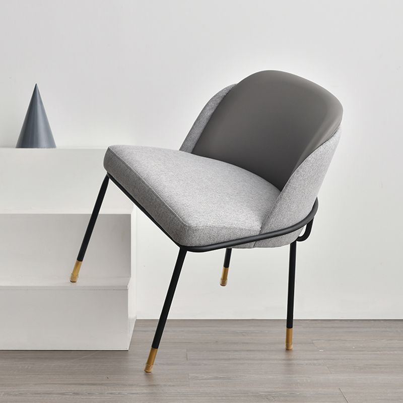Sillas de comedor sin brazos de tela Glam, silla de comedor de metal para uso doméstico