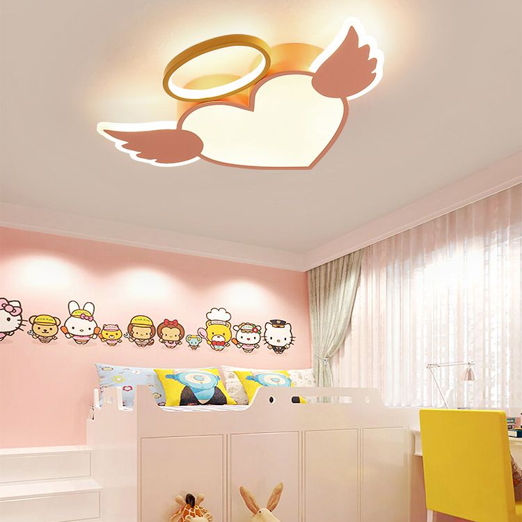 Kids Heart Flush Mount Metal Nordic Ceiling Light Fixture for Children's Room