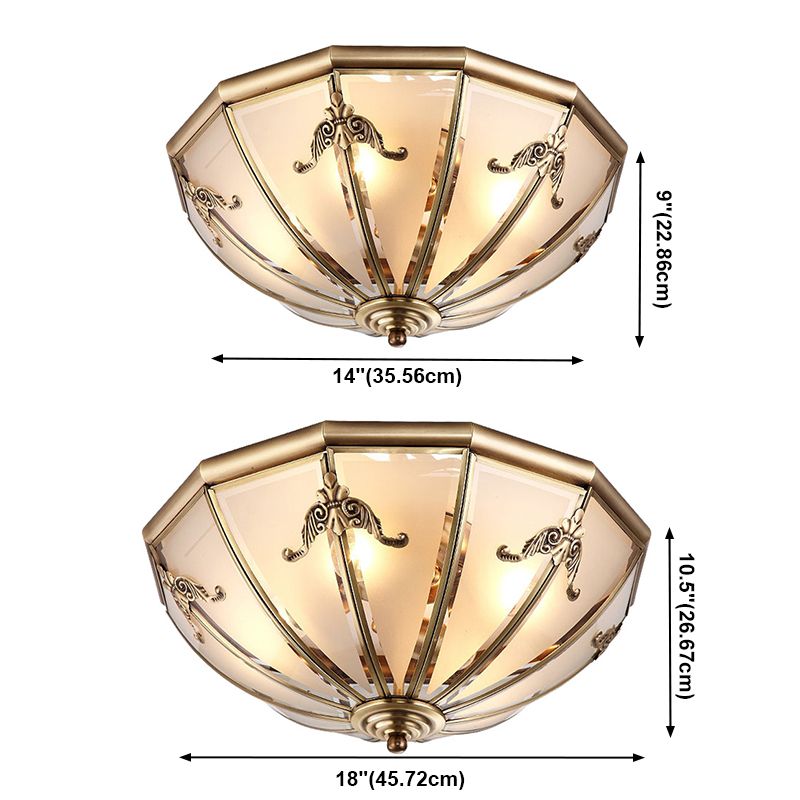 Colonial Classic Ceiling Fixture Copper Bowl Ceiling Light with White Glass Shade