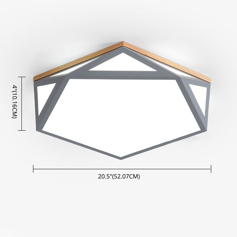 Geometric Shaped Macaroon Style LED Ceiling Light Hexagonal Acrylic Shade Modern Lighting Fixture for Bedroom