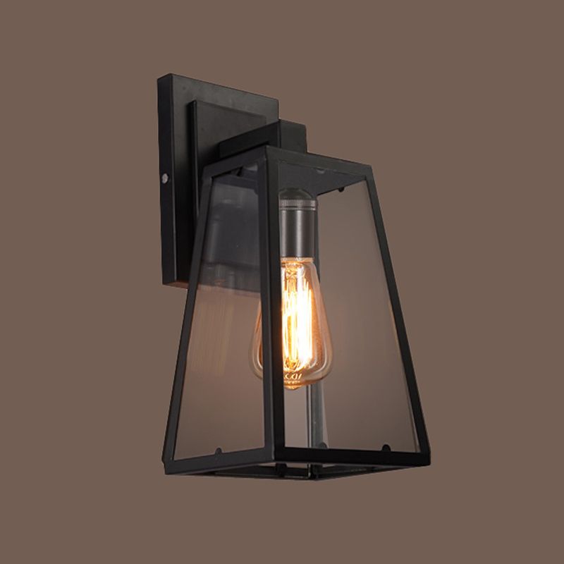 Clear Glass Industrial Style Leuchte 1-Licht schwarzer Wand Licht für den Flur