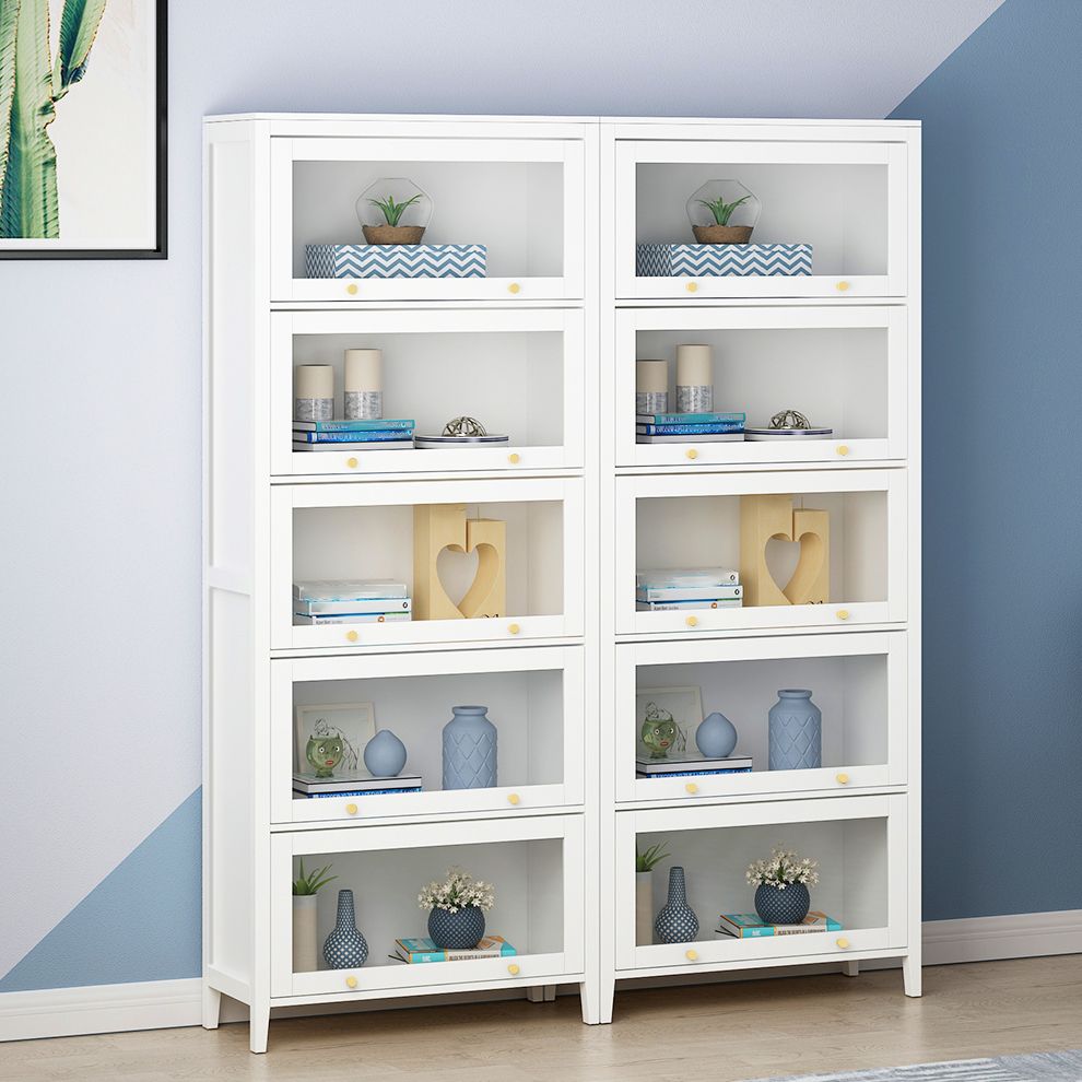 Libreria in legno fabbricata standard bianca urbana con porte di vetro