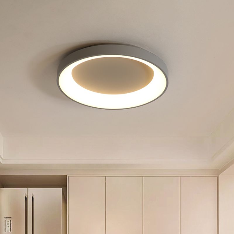 Plafonnier LED en fer de Style nordique, luminaire de plafond large de 8.5 "/16"/19.5 pouces en gris/blanc pour chambre à coucher