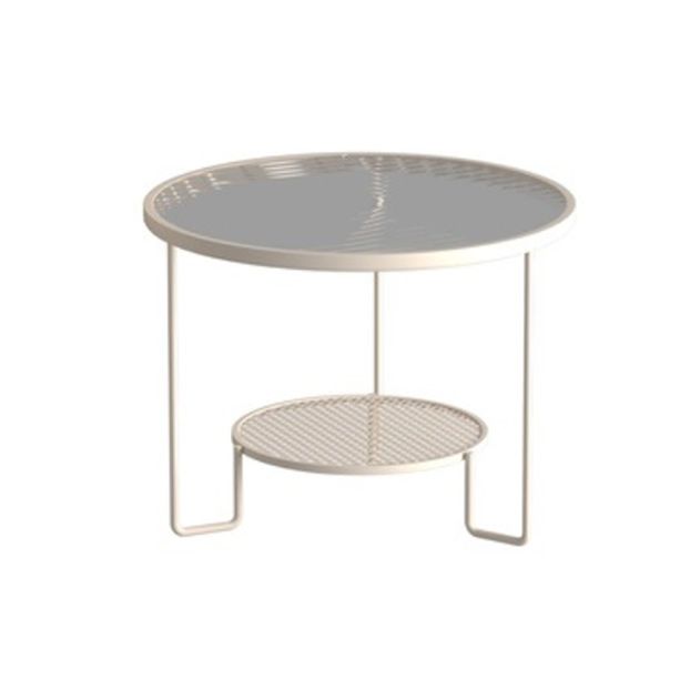 Contemporary Nesting Coffee Table Set with Round Glass Top and Iron Base