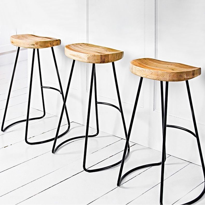 Metal and Wood Counter & Bar Stool Natural Backless Bar & Counter Stool