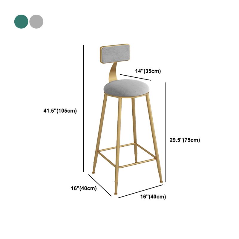 Industrial Metal Barstool Faux Leather Fabric Counter Stool with Gold Legs
