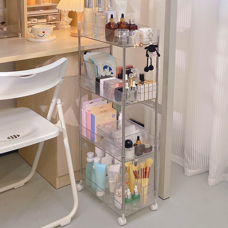 Modern Pure White Shelf Bookcase Etagere Plastic Bookcase Multi Tiers for Office