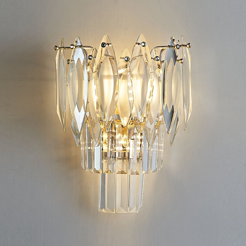 Modern Style Three-Tier Wall Light Crystal 3 Lights Sconces for Bedroom