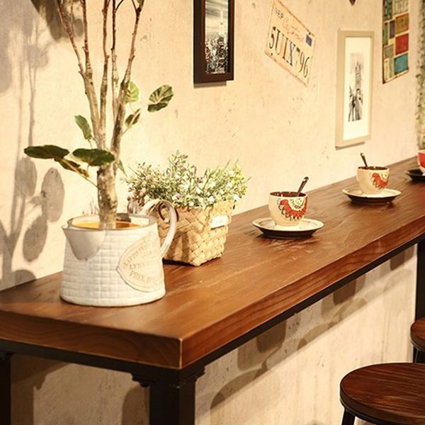 Industrial 1/4/6/11 Pieces Bar Table Set Rectangle Pine Wood Counter Table with Stools
