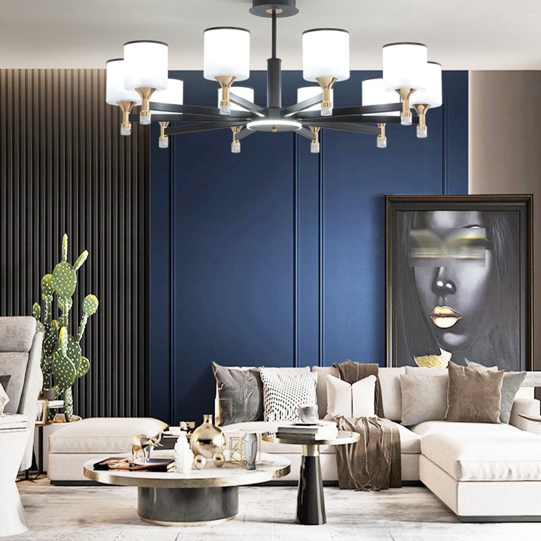 Glass Ceiling Hung Fixtures Modern Cylinder Pendant Lighting for Living Room