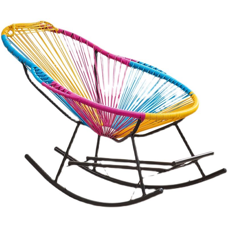 Creative Indoor Rocking Chair Woven Rope Rocker Chair with Dark legs