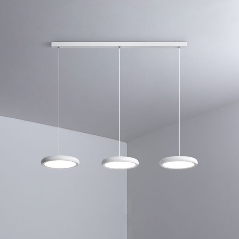 Modern Minimalist LED Pendant Light Frosted Aluminium Circular Hanging Lamp with Acrylic Shade