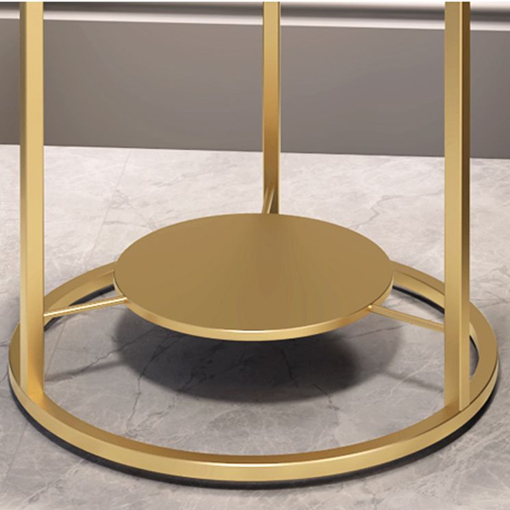 Modernistic Metal Frame Nesting Tables Slate Top Round End Table
