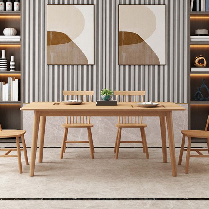 Rectangle 4 Legs Modern Table Light Wood Color Fixed Table of Oakwood Solid Wood