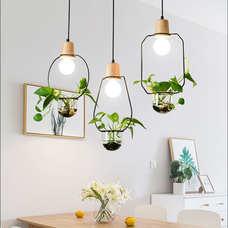 Metal Hanging Pendant Light Industrial Style Geometric Dinning Room Pendant Light Fixture