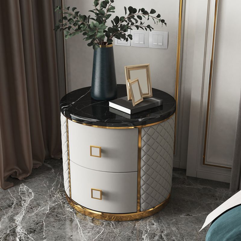 Modern Accent Table Nightstand Antique Finish Bedside Cabinet with Drawers