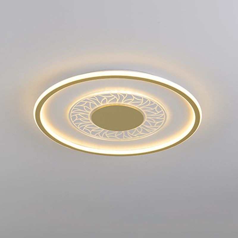 Square/Round Metal Flush Lighting Simplicity 16"/19.5" Width LED Gold Ceiling Lamp Fixture