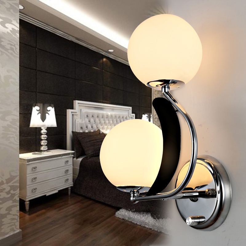 Luminaires d'éclairage Globe Sconce MODERNE LIGHT SIGHT SIGHT LAME MURD AVEC LA COMMANDE D'HERBE BLANC