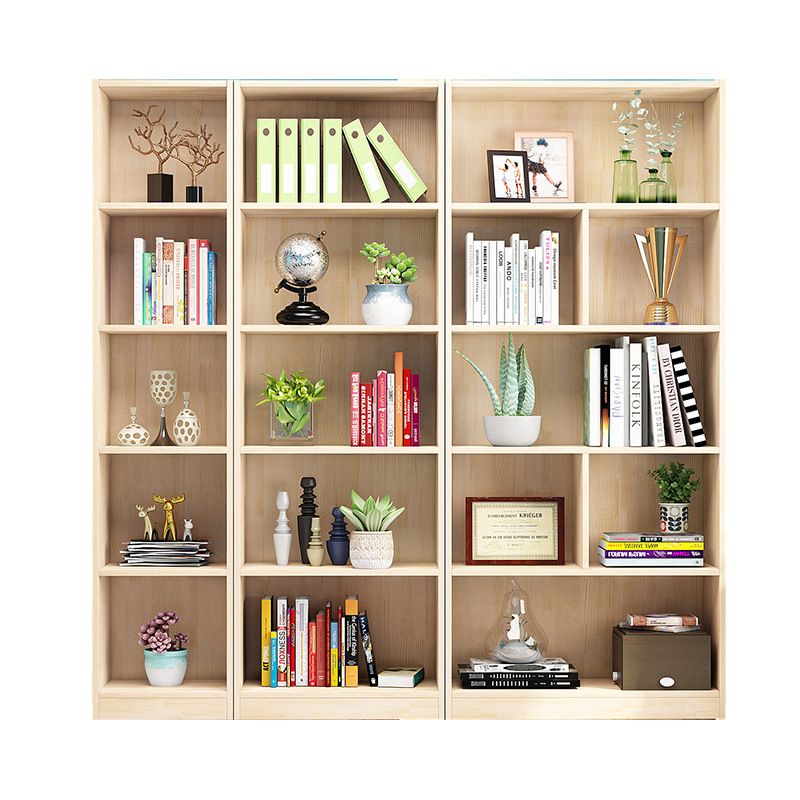 Light Brown Color Modern Bookshelf Wood Bookcase for Home Use