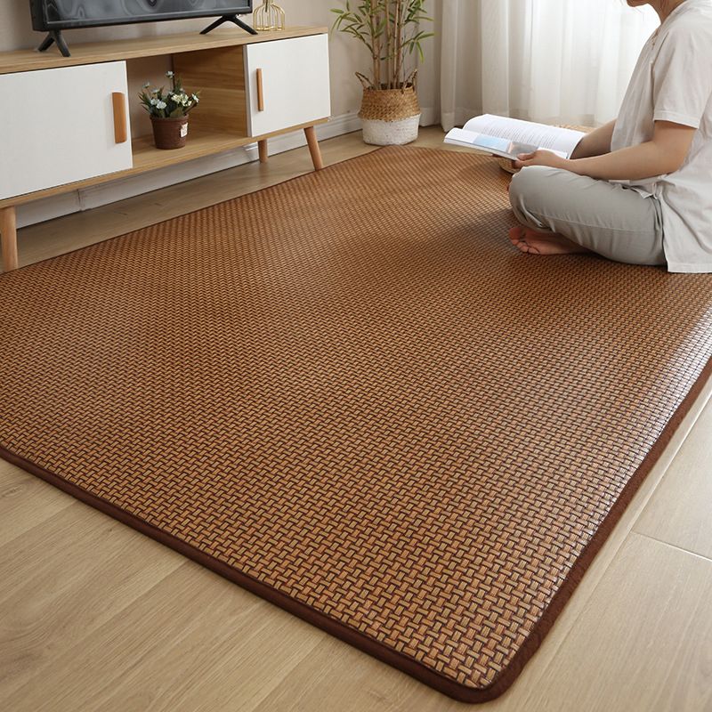 Dark Brown Village Rug Polyester Sisal Rug Non-Slip Backing Rug for Drawing Room