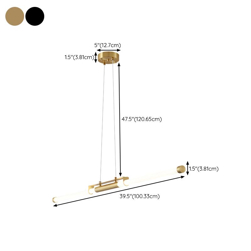 2-Light Linear Island Pendant Lighting Modern Metal Island Light Fixtures