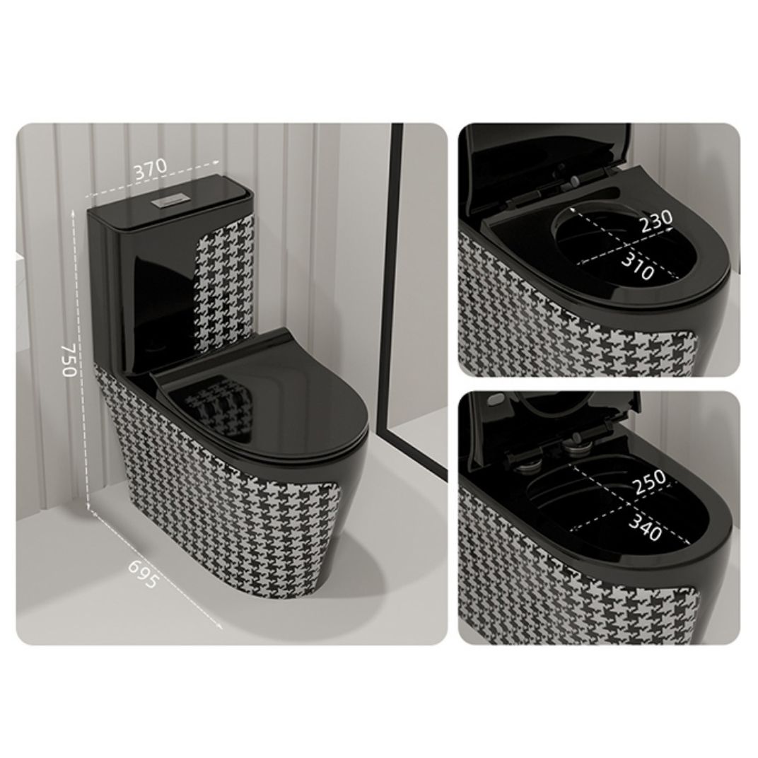 Floor Mount Flush Toilet Traditional Skirted One-Piece Toilet with Slow Close Seat