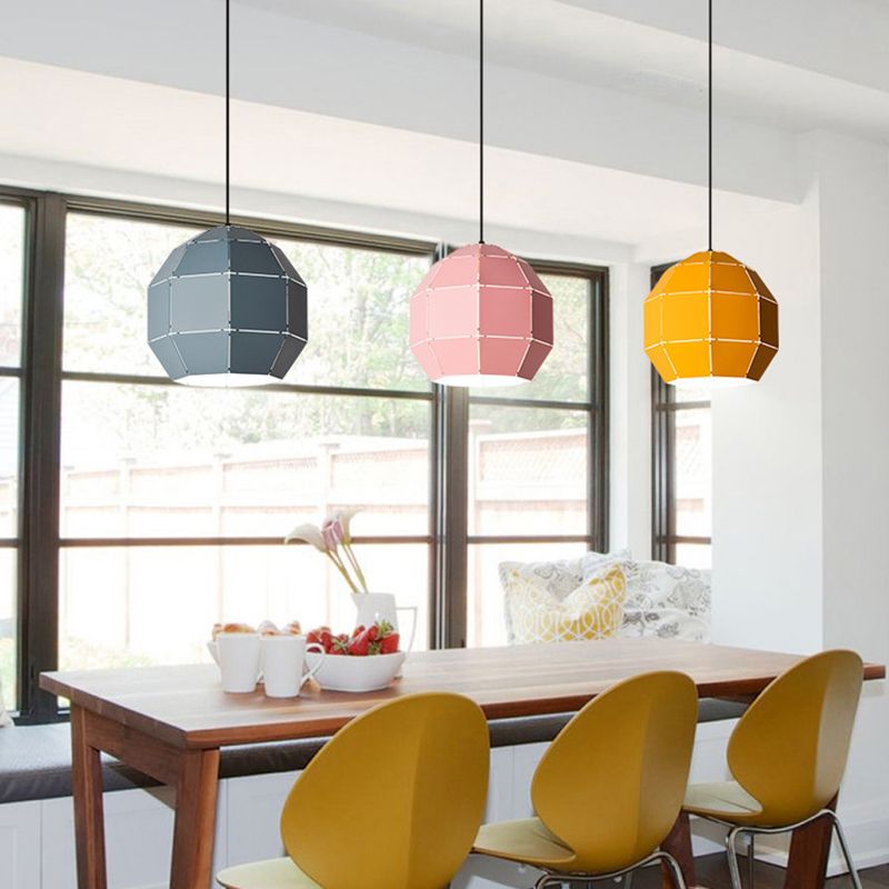 Metal Spherical Shade Hanging Lights Modern Macaron Style 1 Light Hanging Mount Fixture