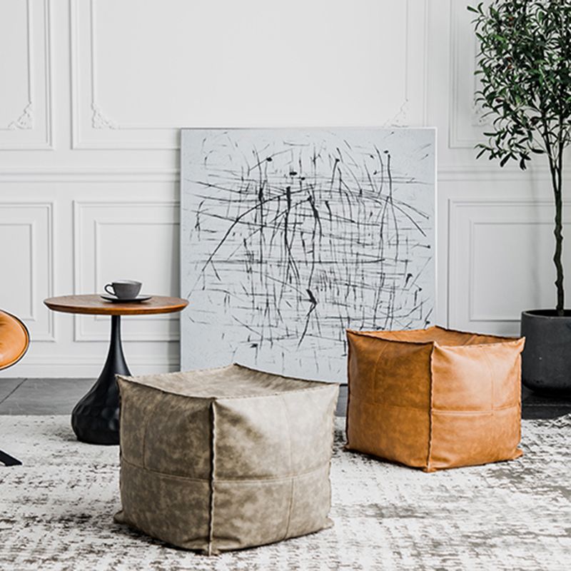Modern Square Pouf Leather Water Resistant Pouf for Living Room